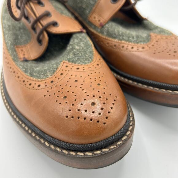 Ted Baker London Brogue Wingtip Shoes Brown Leather & Wool Saddle Oxford Men 41 - Picture 8 of 13